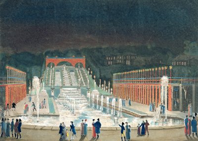 Beleuchtung des Saint-Cloud-Brunnens, 1. April 1810 von Philibert Louis Debucourt